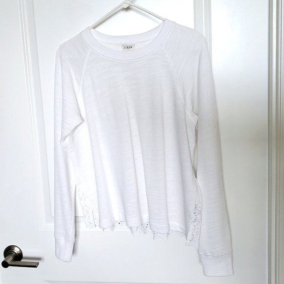 J.Crew Factory White Eyelet Back Sweatshirt - Picture 3 of 11